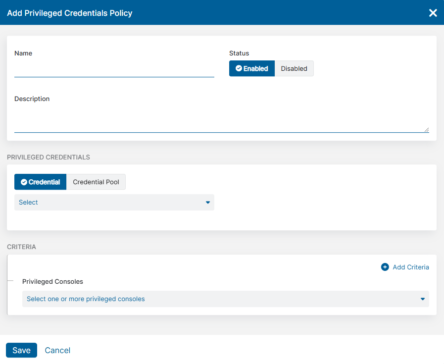 特権認証情報ポリシーの設定 | Zscaler